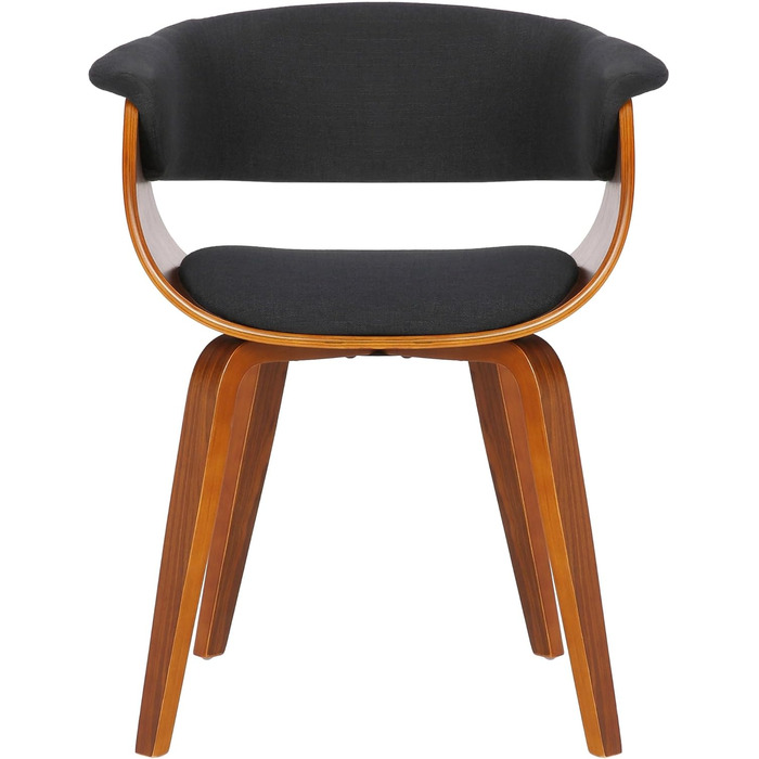 Стільці для їдальні CLP Bruce з тканинним покриттям, дерев'яним каркасом, чорного кольору для їдальні або кухні | Крісло витримує до 150 кг, колір: каркас - горіх, тканина - чорний