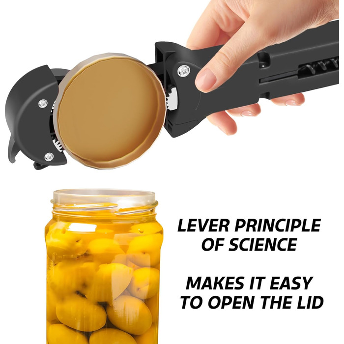 Набір 7-в-1: відкривачка для пляшок, вина та банок для людей похилого віку з артритом, мультифункціональний магнітний відкривач кришок (білий, чорний)