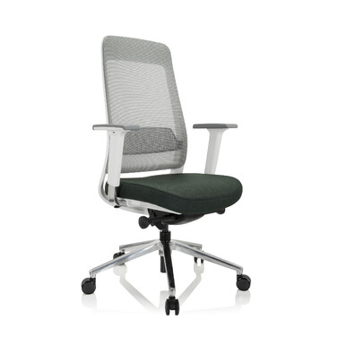 Офісне крісло / поворотне крісло CHIARO T2 WHITE сітка / тканина темно-зелений / сірий hjh OFFICE