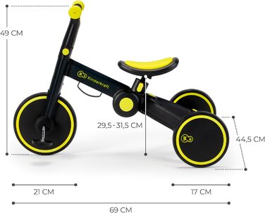 Триколісний велосипед Kinderkraft 4TRIKE 3в1: біговел, самокат, велосипед, чорний (12 міс - 5 років)