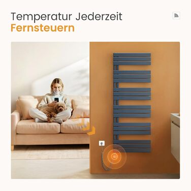 Електричний рушникосушар EMKE з термостатом 1320x500 мм, білий, 800W