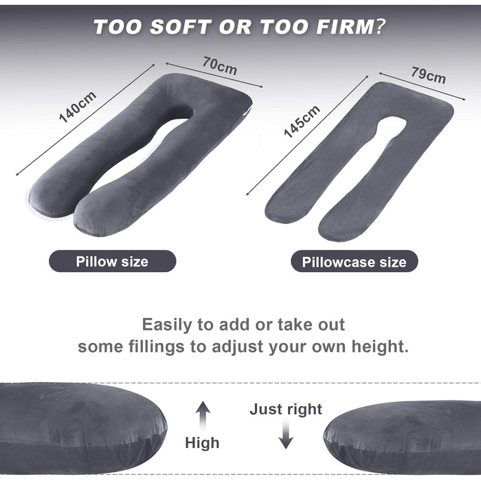 Вагітний подушковий, U-подібний, повноекранний, подушка для годування, подушка підтримки, подушка для вагітних, знімний чохол, 140x70 см (Ліловий, Велюр)