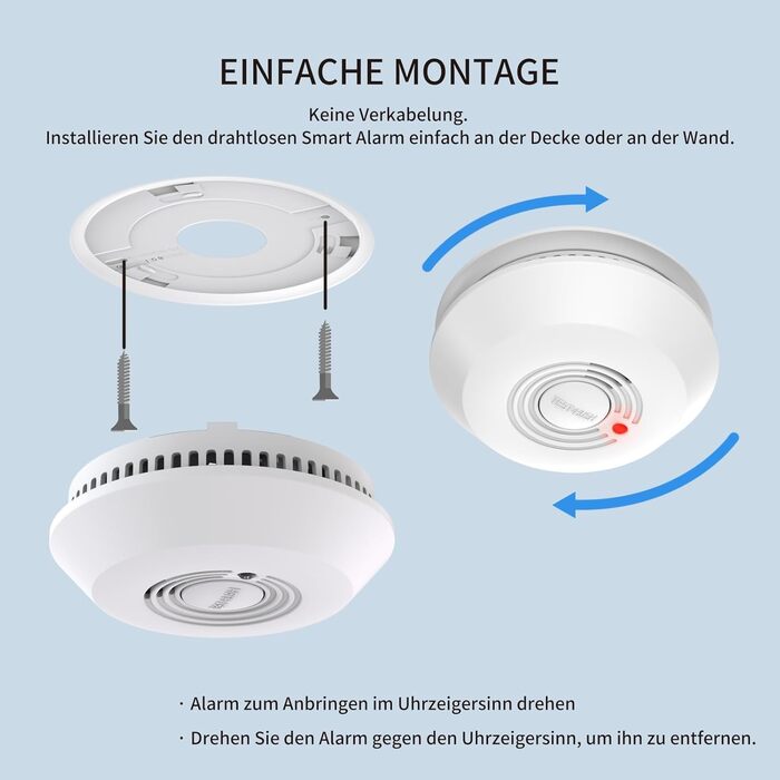Пожежні сповіщувачі для дому та офісу з фотоелектричним датчиком 10 років, оптичний димовий сповіщувач на батарейці, 2 шт.