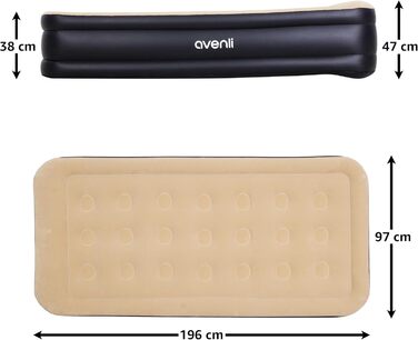 Надувний матрац-ліжко AVENLI для 2 осіб з самонадувною функцією, вбудованим насосом та флацелевою поверхнею (196x97x47 см)