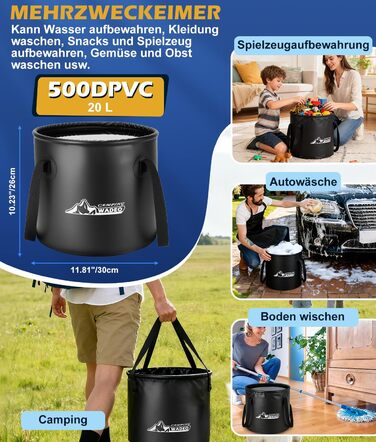 Портативна кемпінгова душова система WADEO з акумулятором, насосом та нагрівачем, 20л бак, для відпочинку, подорожей, автомиття та надзвичайних ситуацій