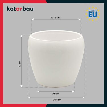 Набір горщиків для квітів KOTARBAU® (2 шт.) - 15 см, глазурована кераміка, білий