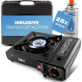 Набір для кемпінгу Z.M.C. Gaskocher 1-flammig: газовий нагрівач, адаптер для LPG, кейс, картриджі 227g, гриль-плита, п'єзозапалювання. Для відпочинку на природі та в приміщенні.