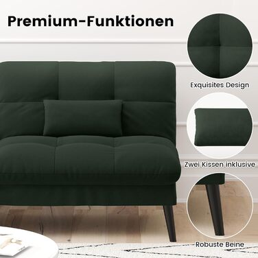 Диван-ліжко LUCKRACER 3-місний з регульованими кутами, тканина, темно-зелений | Диван, розкладний диван, кутовий диван для вітальні
