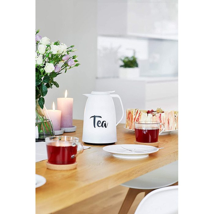 Термос Emsa Mambo Isolierkanne 1000 мл, білий, з Quick Tip, зберігає тепло 12 год, холод 24 год