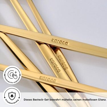 Набір столових приборів Karaca Orion Gold 60 предметів для 12 осіб - нержавіюча сталь, ножі, виделки, ложки, блискучі ножі та виделки, кухонний набір
