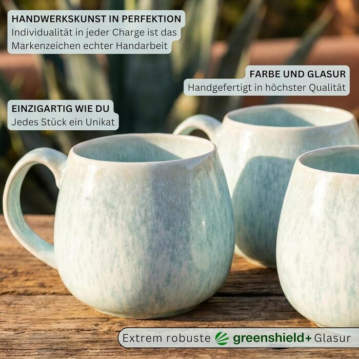 Набір чашок SÄNGER Paros, 4 шт., 300 мл, кераміка ручної роботи, для кави та чаю, набір для 4 осіб, кремовий колір з пісочною текстурою, PREMIUM COLLECTION, миється в посудомийній машині