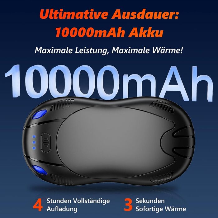 Електричні нагрівачі для рук FANDLISS з магнітом, 10000mAh, 2 шт. - нагрів з обох сторін, USB, 3 режими, для активного відпочинку, подарунок