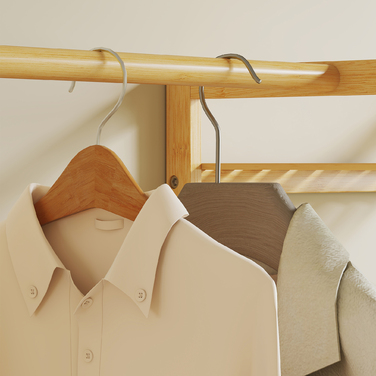 Етажерка для одягу з полицею для взуття, гачками для одягу, вішалкою для пальто, лавкою з подушкою – ідеальне рішення для передпокою або вхідної зони. Виготовлена з натурального дерева.