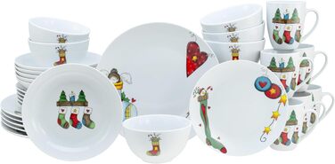 CreaTable Набір посуду Luna, 18 предметів для 6 осіб. Комплект для сніданку з порцеляни, придатний для миття в посудомийній машині та використання в мікрохвильовій печі.