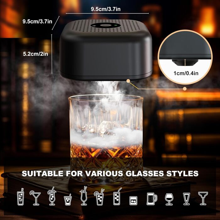 Набір для копчення коктейлів та віскі (електричний) з 4 дерев'яними стружками, аксесуар для віскі, бурбону, кави, м'яса та горіхів, ідеальний подарунок на День батька