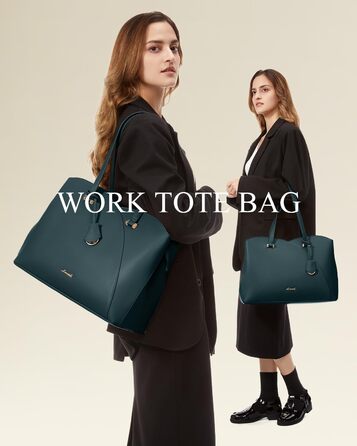 LOVEVOOK Сумка для жінок велика, шопер для ноутбука, сумка для роботи, офісна сумка, з PU шкіри, на плечі, для навчання, тоут-сумка для роботи, бізнесу, університету (15,6 дюймів, темно-зелений)