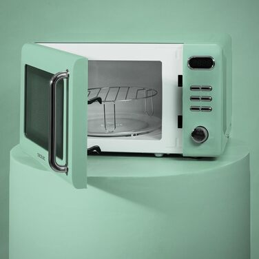 Мікрохвильова піч Cecotec Proclean 5110 Retro Green з грилем, 700 Вт, 8 програм, таймер до 60 хв, розморожування, вінтажний дизайн, зелена