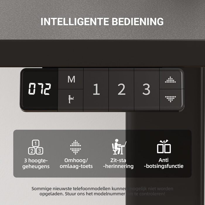 Регульований стіл Claiks з підйомною механізмом (FSC®), вантажопідйомність 80 кг, 3 функції пам'яті, гачки, тихий мотор, для дому та офісу, білий (180 x 80 см, чорний)