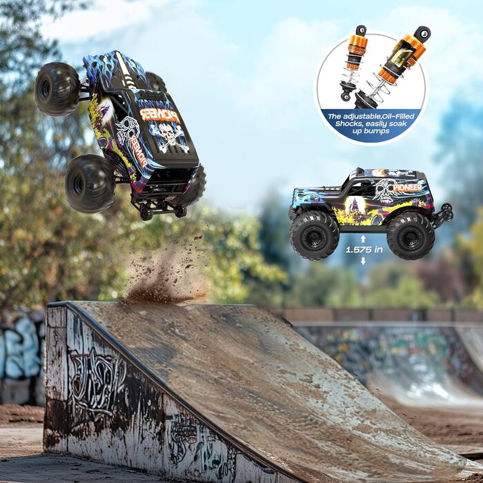 Радіокерований автомобіль 1/14 Brushless 70 км/год, 4WD, з амортизаторами, 2x LiPo акумулятори (Синій)