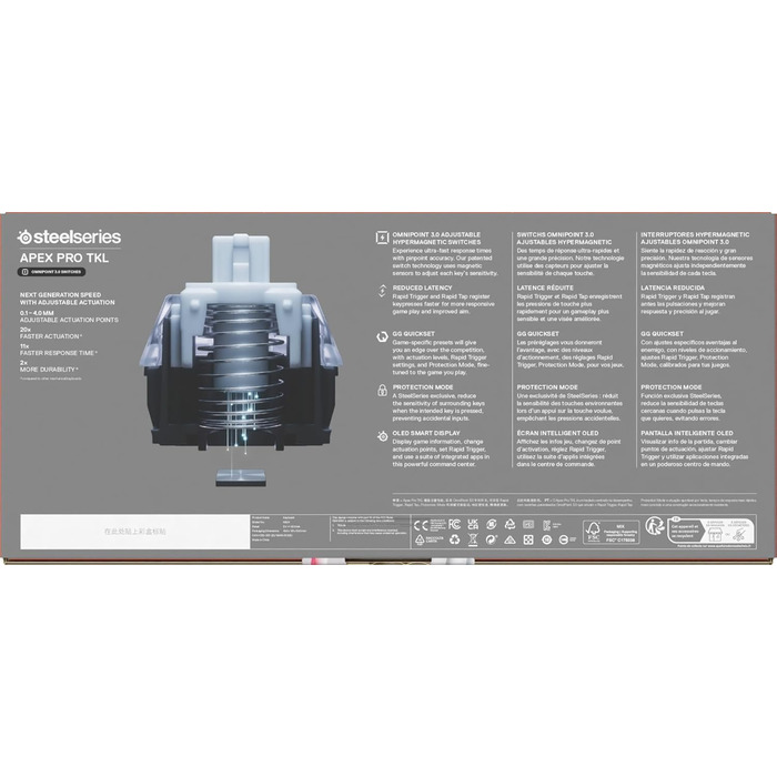 Клавіатура SteelSeries Apex Pro TKL Gen 3 для геймінгу з перемикачами Hall Effect та OmniPoint 3.0 - регульована чутливість, пресети для ігор, захист від зносу, німецька QWERTZ (Nordisch QWERTY), бездротова, біла