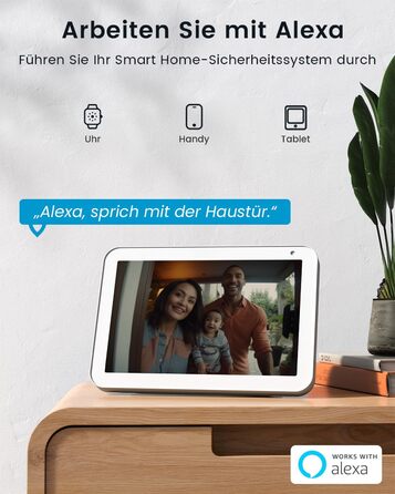 Відеодзвінок ieGeek 2K з камерою: бездротовий, водонепроникний (IP66), AI-розпізнавання руху, нічне бачення, без підписки, сумісний з Alexa, Wi-Fi 2.4GHz, з внутрішнім дзвінком (білий/сірий)