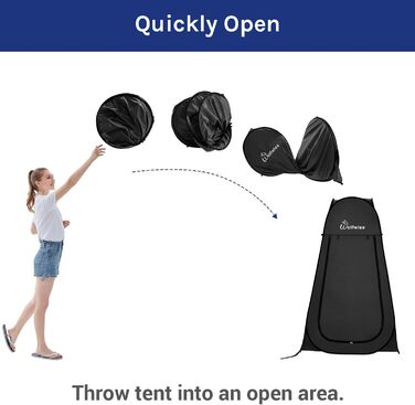 Намет для душу WolfWise Pop-Up – для кемпінгу, пляжу, відпочинку на природі, 190 см, чорний/зелений/синій