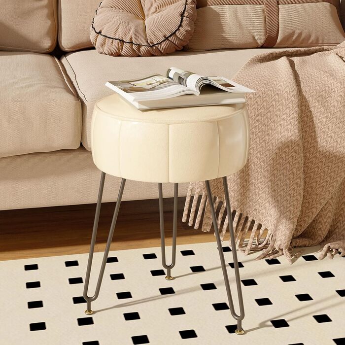 Пуф-табурет для макіяжу YMYNY, стилізування під гарбуз, 32x32x44 см, білий (HBD036W)