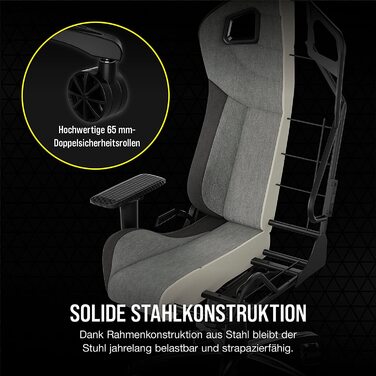 Ігрове крісло Corsair T3 RUSH Fabric (2023) – комфорт та стиль, натхненний автоспортом, тканинне покриття, підголовник та поперекова підтримка з пам'яті форми, антрацит