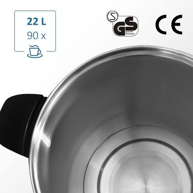 Глювайнер Ribelli 22L з нержавіючої сталі: дозатор гарячих напоїв, регулювання температури 30-100°C, також як пароварка