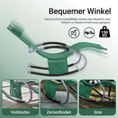 Шезлонг SoBuy для 2 осіб, садова швейцальська гойдалка, вологостійка, для тераси, балкона, кемпінгу, до 150 кг, Gartenmübel OGS28-SCHx2 (темно-зелений)