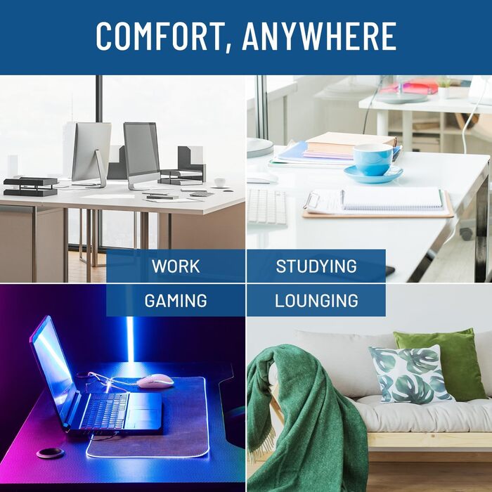 Підставка для ніг Everlasting Comfort FootCloud під стіл – ергономічна, регульована по висоті, з масажними вузлами. Зменшує біль, покращує кровообіг. Чорна.