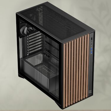 Корпус для ПК NEWWAY NW1 2024, дерев'яний, середній Tower, ATX/Micro-ATX/ITX, 3x140 мм PWM вентилятори, USB Type-C, скляна бокова панель, білий