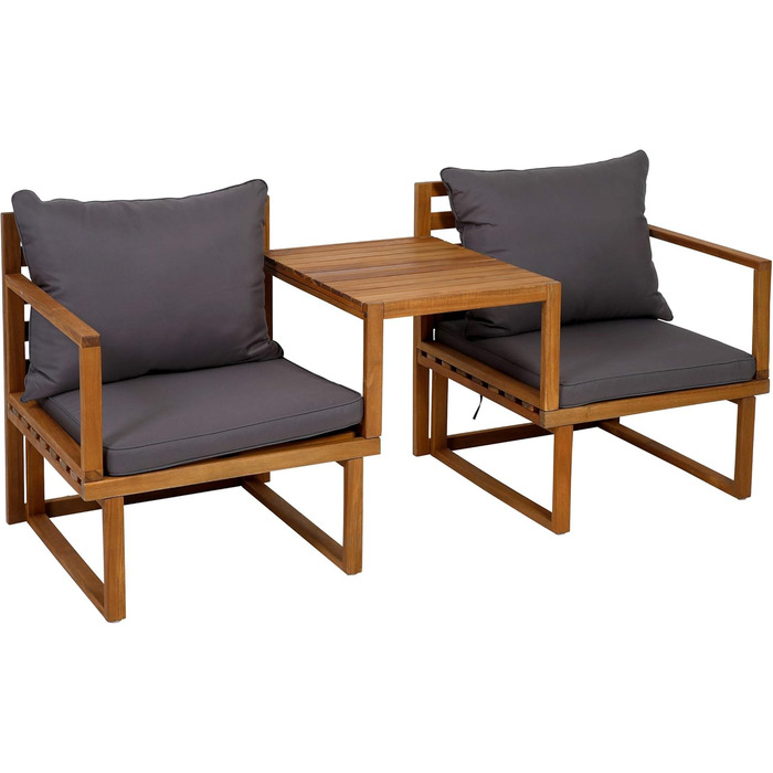 Садовий набір меблів Greemotion Dijon з акації FSC 100% - стіл та 2 стільці з подушками для балкона/саду