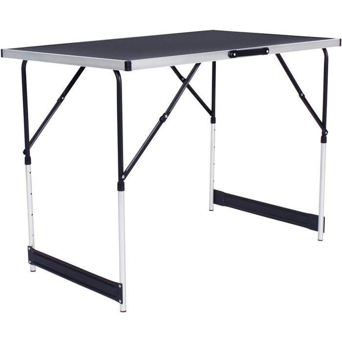 Стіл для шпалер TecTake Alu 3 шт. и, багатофункціональний стіл, багатофункціональний стіл, кемпінговий стіл, 100 х 60 см, стіл для вечірок, стіл для блошиного ринку, робочий стіл складний, регульований по висоті, плити МДФ - чорний