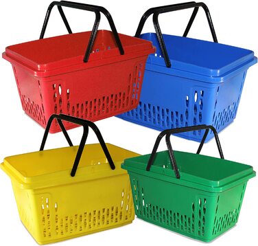 Пластикові кошики для покупок з 2 вішалками 40-літрові поліпропіленові барвисті колірні рішення (1, Синій)