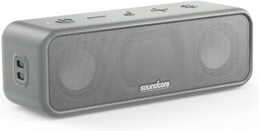 Soundcore 3 Bluetooth Портативна Колонка, Стерео Звук, Titan Membrana, PartyCast, BassUp, 24 год. Акумулятор, IPX7 Вологозахист, Індивідуальний EQ, для Дому, на Відкритому Повітрі, Сад (Чорний)