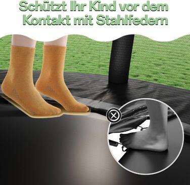 Батут садовий Flamaker Ø228/305/366/427 см з захисною сіткою, до 150 кг, для дітей та дорослих, чорний