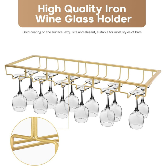 Стелаж для склянок Xverycan (Золотий, 6 рядів)