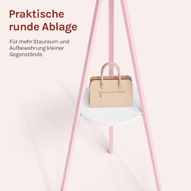 Вільна стійка для одягу WOLTU у формі дерева з полицею та 9 гачками, для одягу, шапок, сумок, біла, металева (рожева)