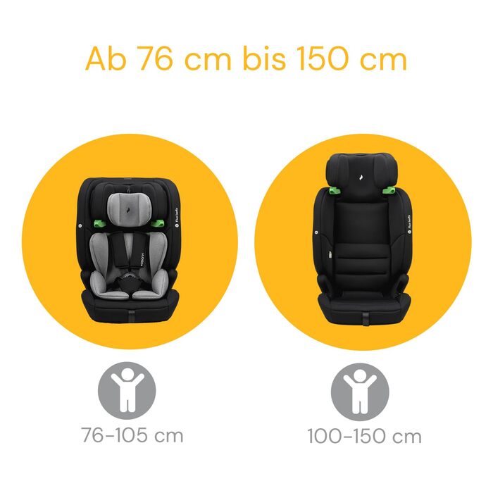 Дитяче автокрісло Osann Flux Isofix, i-Size від 76 до 150 см, зростаюче дитяче автокрісло Isofix- сірий меланж i-Size сірий меланж