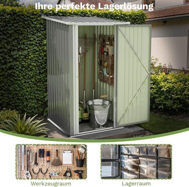 Сарай для інструментів Devoko Metall Gerätehaus 96x98x160 см, сталевий, з похилим дахом, сірий. З рукавичками, замикається.