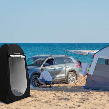 Намет для душу та переодягання 4в1 Pop-Up, чорний, водонепроникний | 190x110x110 см