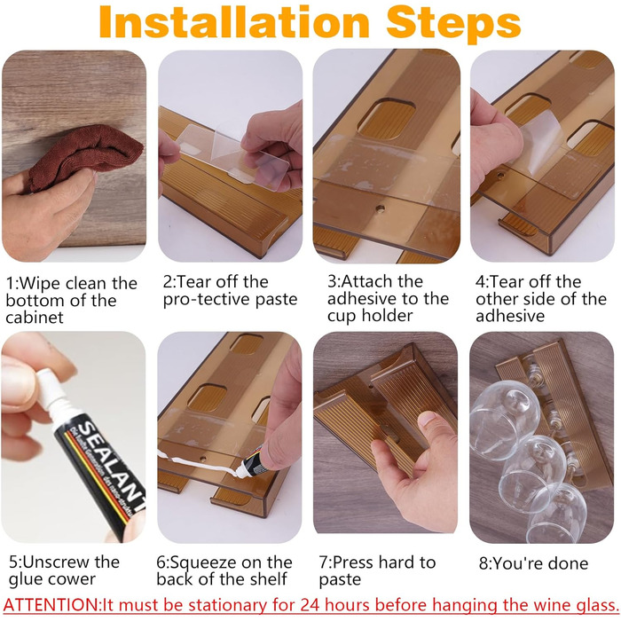 Тримач для келихів вина DESONAUT під полицю, 2 шт., коричневий