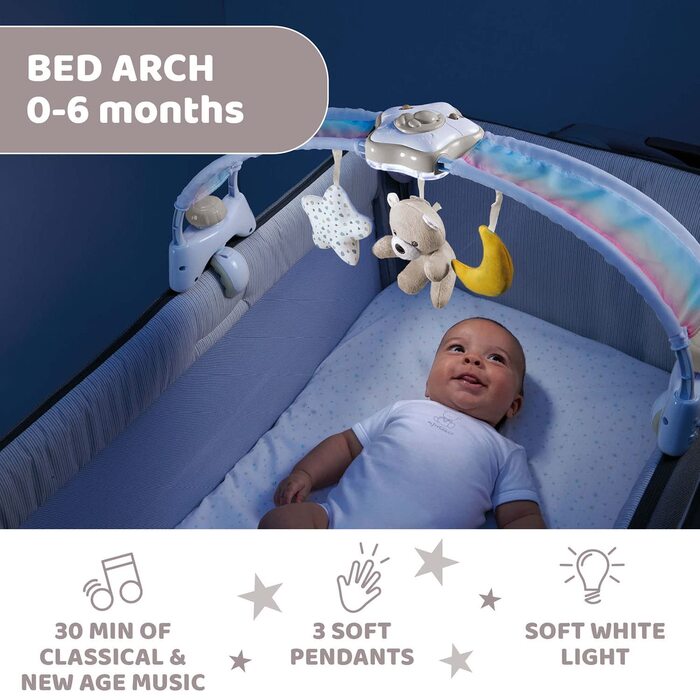 Ігрова арка Chicco RAINBOW для дитячого ліжечка, 2 в 1 зі світлом і мелодіями, Neutralab 0 місяців