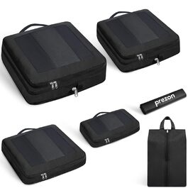 Набір компресійних органайзерів для подорожей з сіткою, розширювані пакувальні куби для одягу в валізу, чорний, 6 шт.