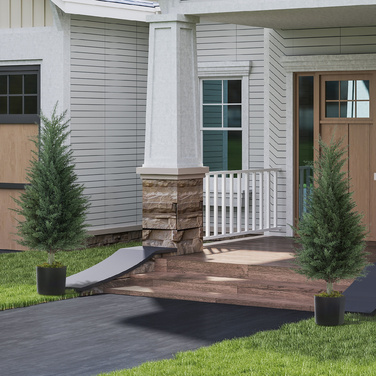 Набір з 2 штучних кипарисових рослин, 362 пластикових листя, горщик, стійкі до УФ-випромінювання, зелені