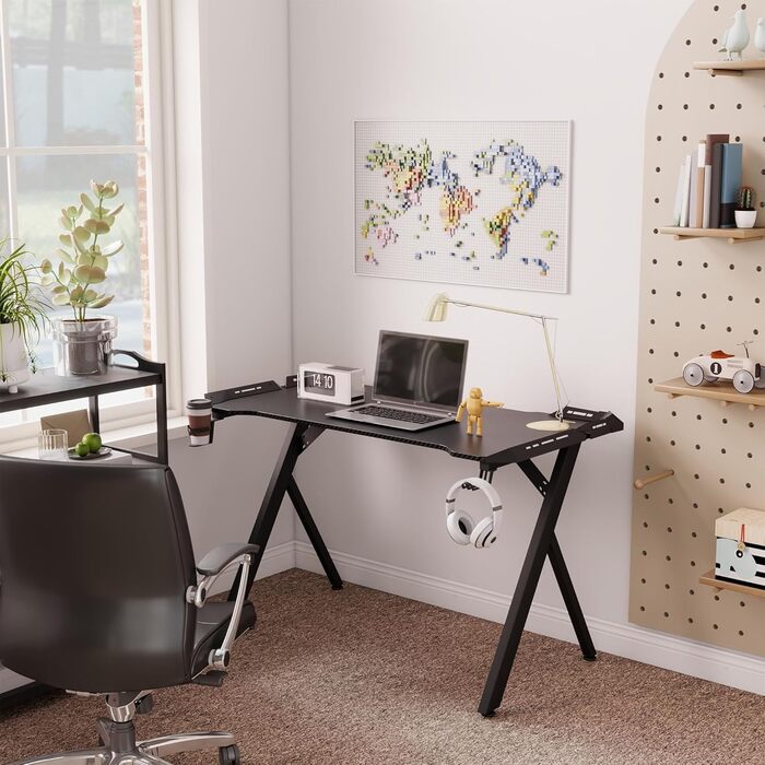 LED ігровий стіл YRHome з RGB-підсвічуванням, пультом дистанційного керування, тримачем для навушників та підставкою для напоїв (120x60x75 см, білий)