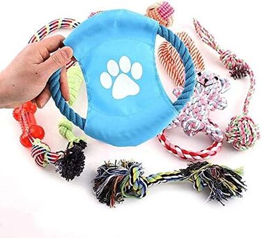 Іграшка для собак 10 шт. мотузка, жувальна іграшка для цуценят, інтерактивна іграшка для собак, бавовняна мотузка, для малих та великих собак (макс. 50 символів)