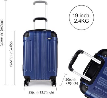 Набір валіз KONO Zwillingsrollen 3шт. (M-L-XL) з ABS-пластику, темно-синій