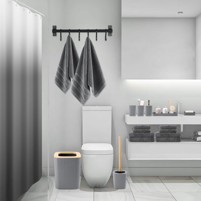 Комплекти аксесуарів для ванної кімнати, 9 предметів: сміттєвий бак, лоток для косметики, дозатор мила, мильниця, стакан для зубної щітки, щітка для унітазу та тримач для ватних паличок